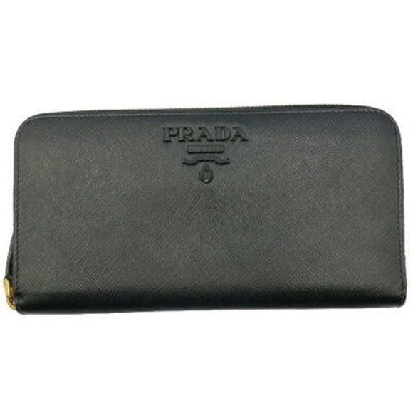 Prada Black Saffiano Wallet Leather AB Billfold Coin - Picture 1 of 1